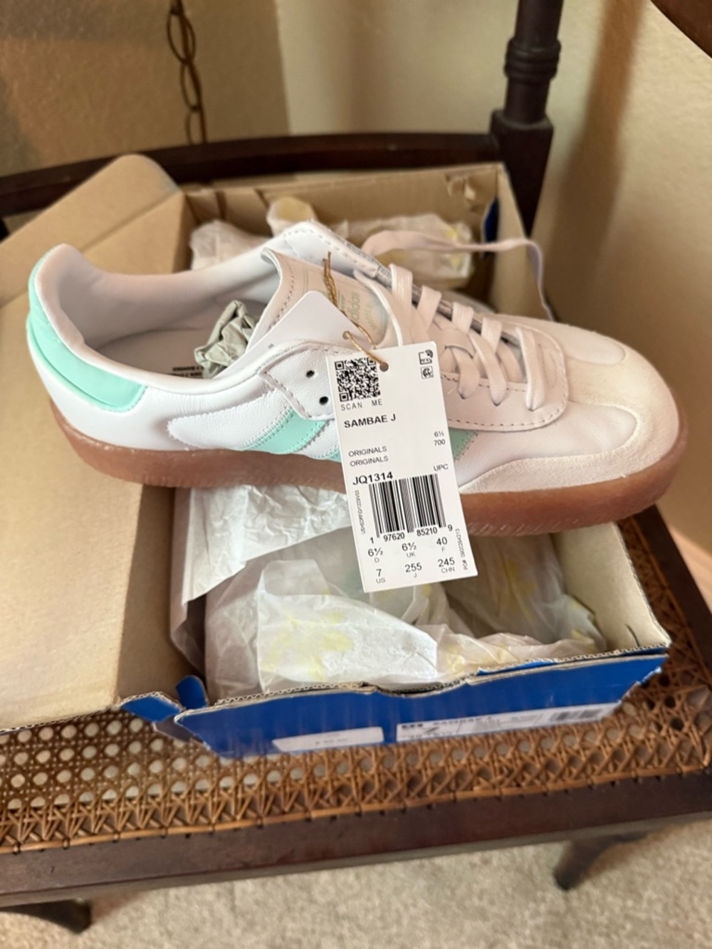 adidas Samba Platform kids Sneakers - White with Mint and Gum Sole - Picture 3 of 4